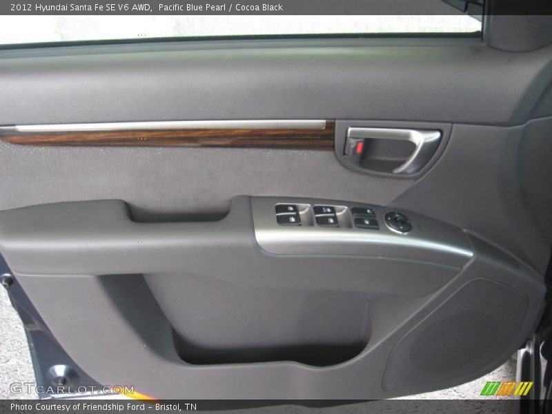 Pacific Blue Pearl / Cocoa Black 2012 Hyundai Santa Fe SE V6 AWD