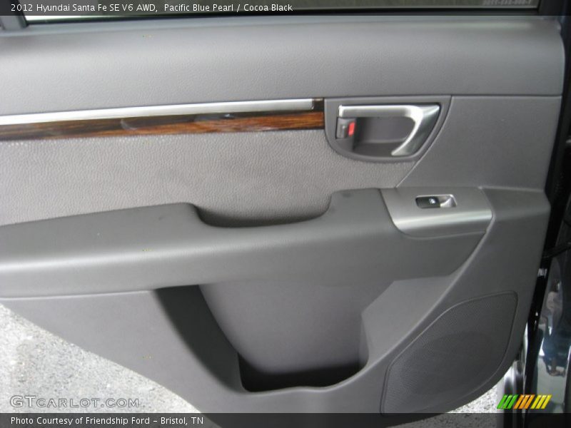 Pacific Blue Pearl / Cocoa Black 2012 Hyundai Santa Fe SE V6 AWD