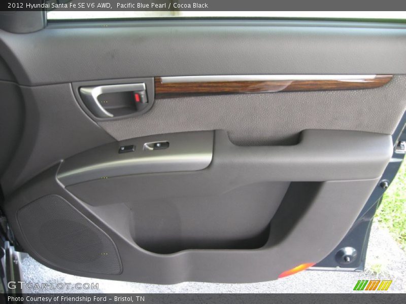 Pacific Blue Pearl / Cocoa Black 2012 Hyundai Santa Fe SE V6 AWD