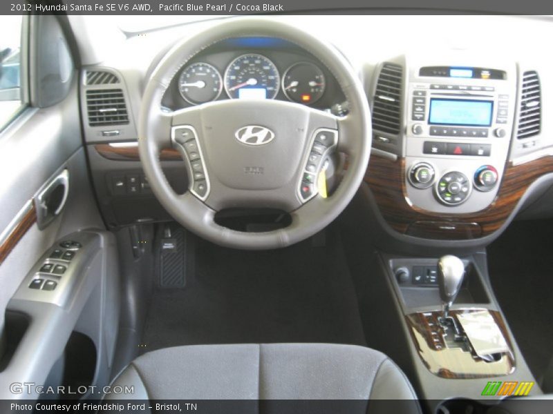 Pacific Blue Pearl / Cocoa Black 2012 Hyundai Santa Fe SE V6 AWD