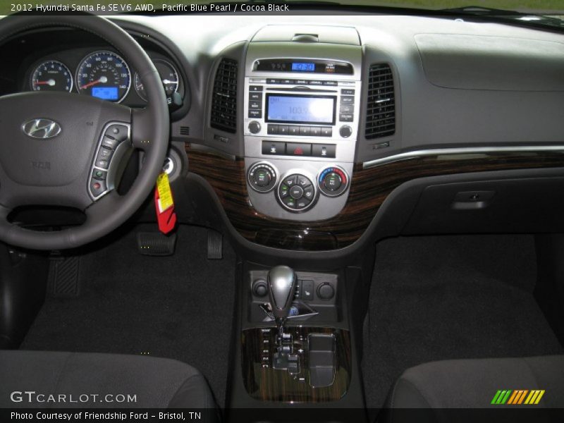 Pacific Blue Pearl / Cocoa Black 2012 Hyundai Santa Fe SE V6 AWD