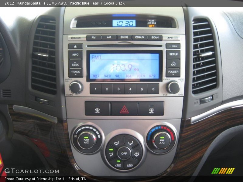 Pacific Blue Pearl / Cocoa Black 2012 Hyundai Santa Fe SE V6 AWD