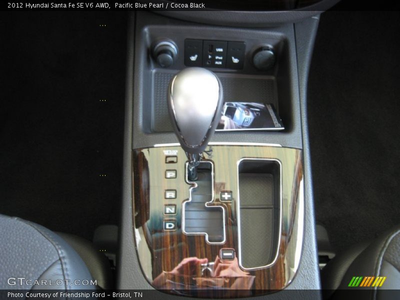 Pacific Blue Pearl / Cocoa Black 2012 Hyundai Santa Fe SE V6 AWD