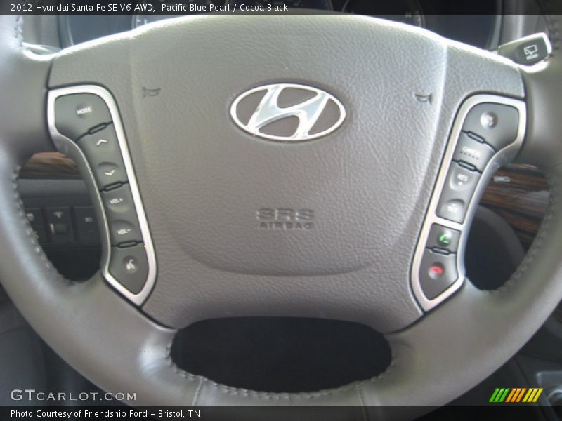 Pacific Blue Pearl / Cocoa Black 2012 Hyundai Santa Fe SE V6 AWD