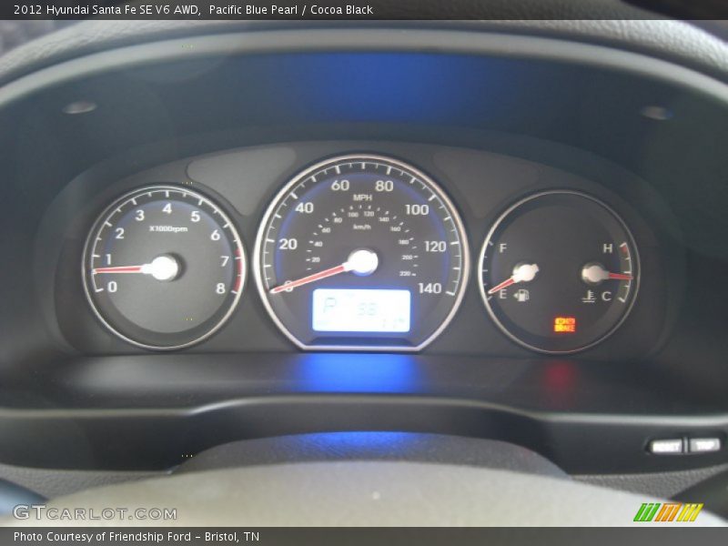 Pacific Blue Pearl / Cocoa Black 2012 Hyundai Santa Fe SE V6 AWD