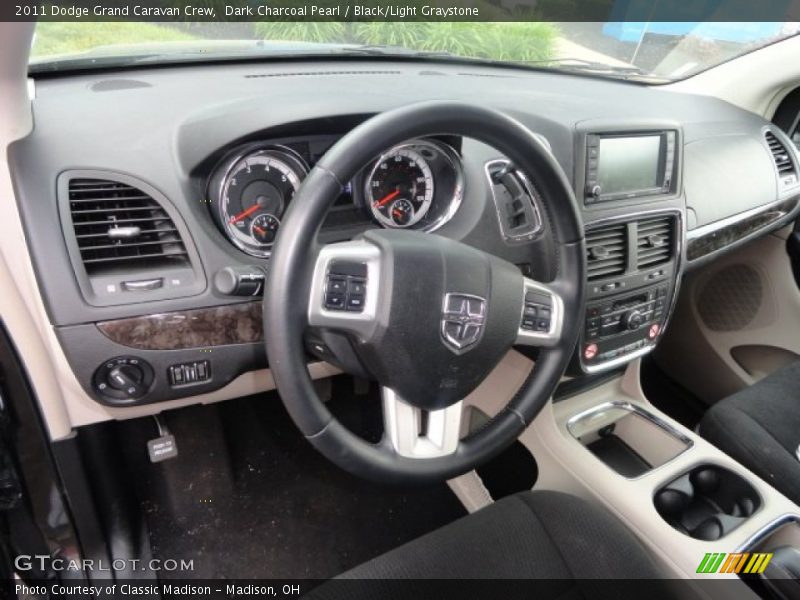 Dark Charcoal Pearl / Black/Light Graystone 2011 Dodge Grand Caravan Crew