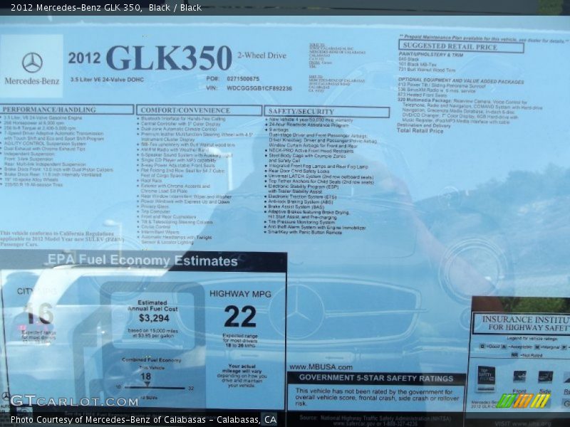 Black / Black 2012 Mercedes-Benz GLK 350