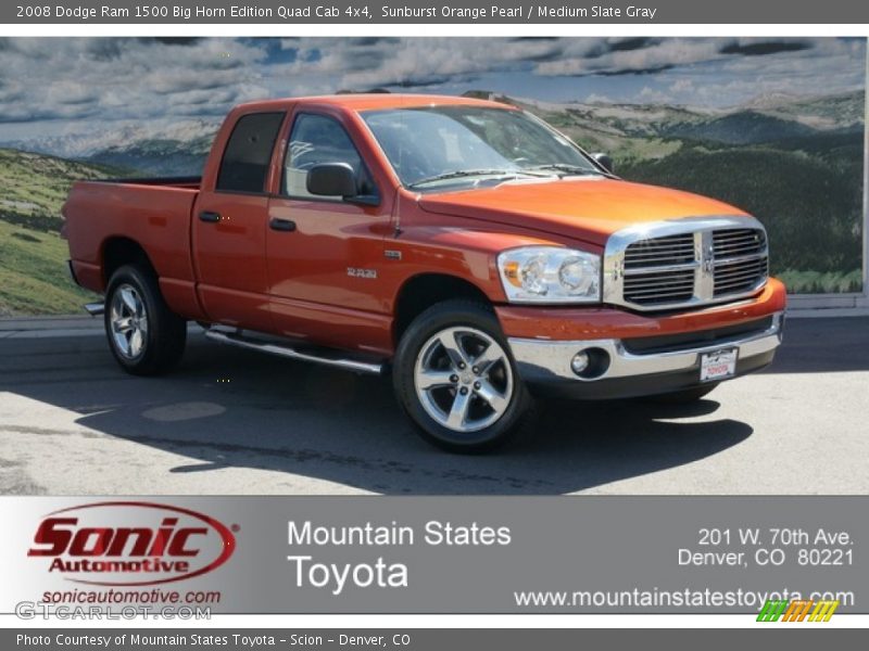Sunburst Orange Pearl / Medium Slate Gray 2008 Dodge Ram 1500 Big Horn Edition Quad Cab 4x4