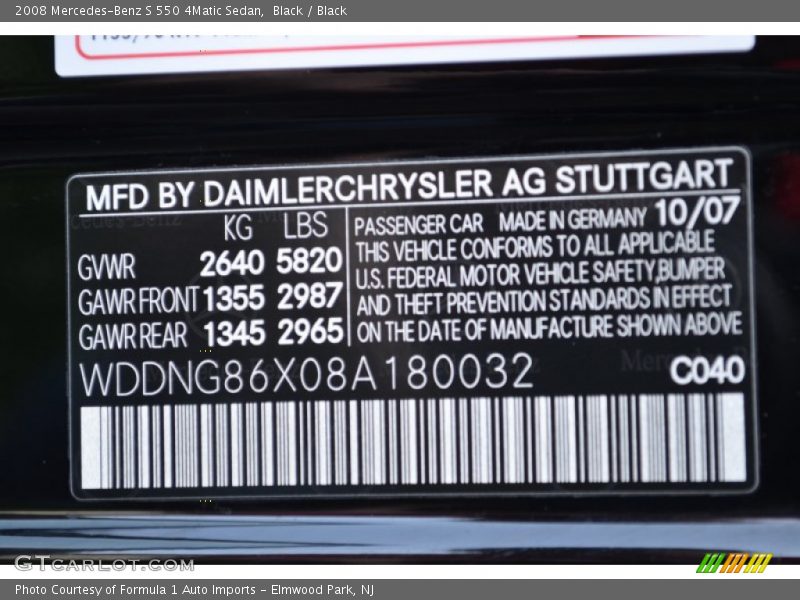 Black / Black 2008 Mercedes-Benz S 550 4Matic Sedan
