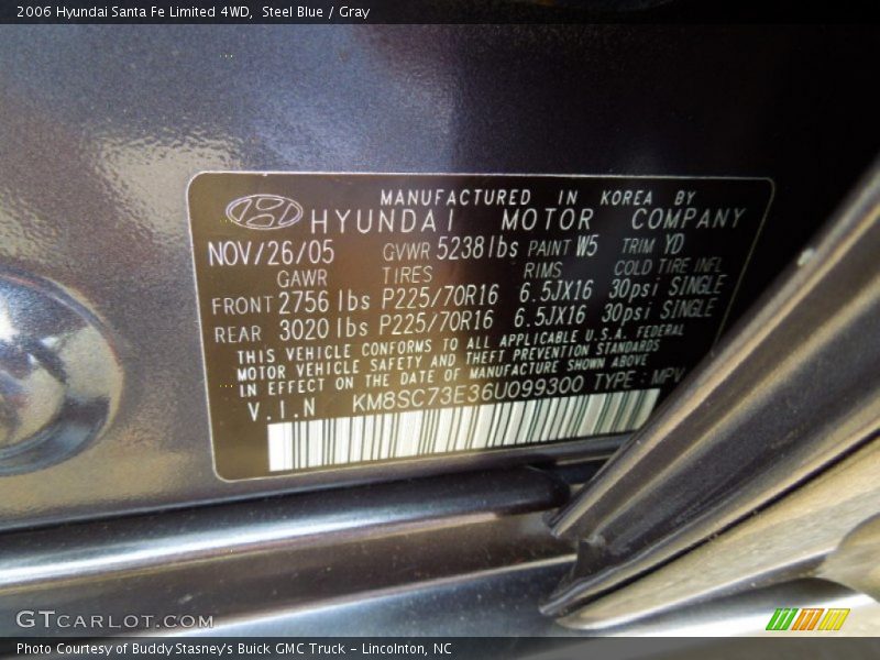 Steel Blue / Gray 2006 Hyundai Santa Fe Limited 4WD