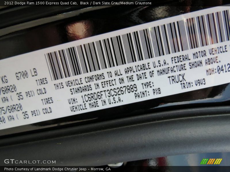 Black / Dark Slate Gray/Medium Graystone 2012 Dodge Ram 1500 Express Quad Cab
