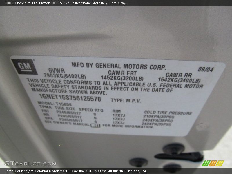 Silverstone Metallic / Light Gray 2005 Chevrolet TrailBlazer EXT LS 4x4