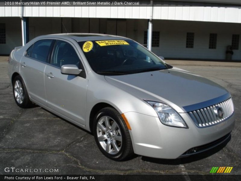 Brilliant Silver Metallic / Dark Charcoal 2010 Mercury Milan V6 Premier AWD