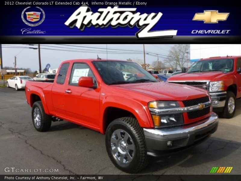 Inferno Orange Metallic / Ebony 2012 Chevrolet Colorado LT Extended Cab 4x4