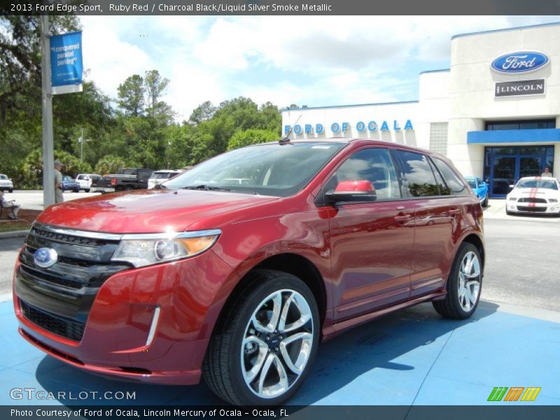 Ruby Red / Charcoal Black/Liquid Silver Smoke Metallic 2013 Ford Edge Sport