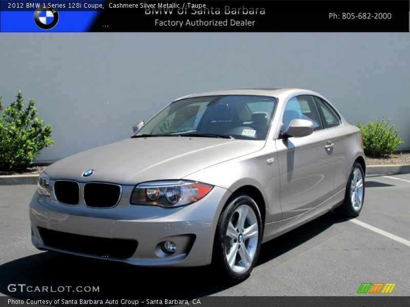 Cashmere Silver Metallic / Taupe 2012 BMW 1 Series 128i Coupe