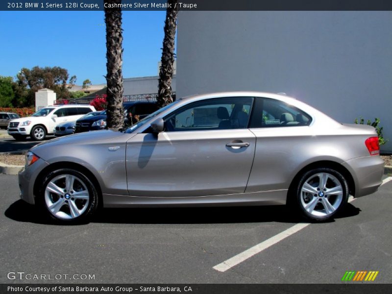 Cashmere Silver Metallic / Taupe 2012 BMW 1 Series 128i Coupe