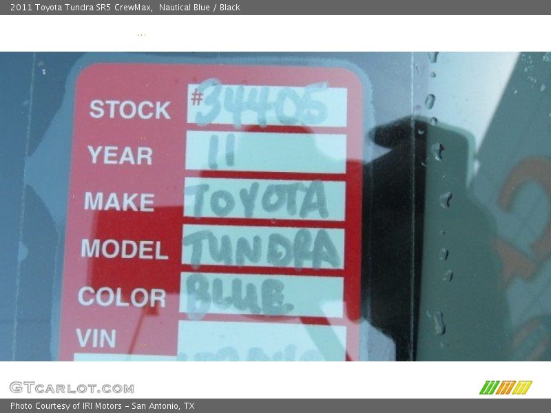 Nautical Blue / Black 2011 Toyota Tundra SR5 CrewMax
