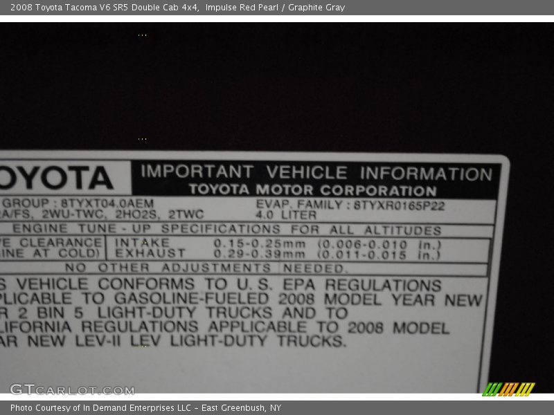 Impulse Red Pearl / Graphite Gray 2008 Toyota Tacoma V6 SR5 Double Cab 4x4