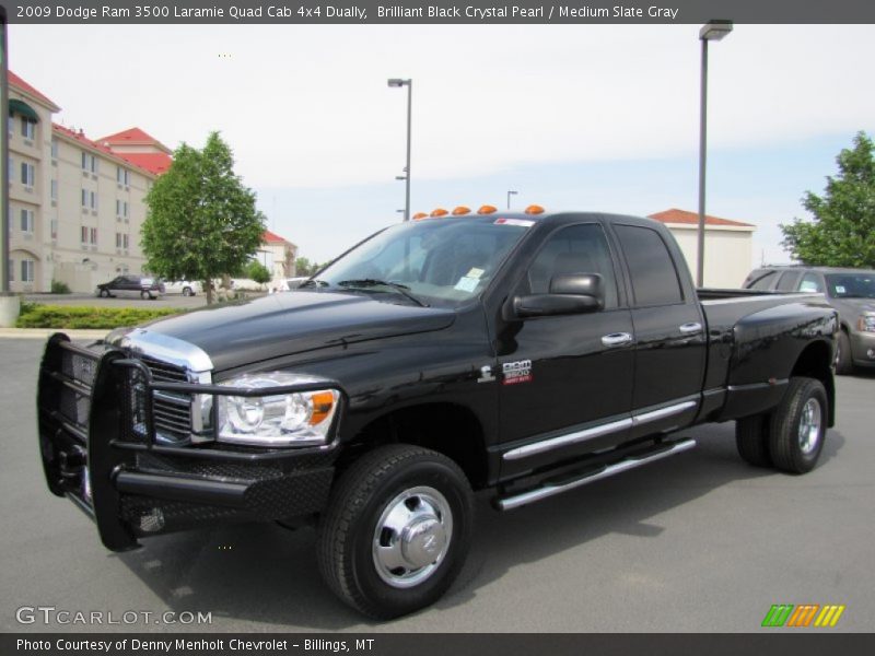 Brilliant Black Crystal Pearl / Medium Slate Gray 2009 Dodge Ram 3500 Laramie Quad Cab 4x4 Dually