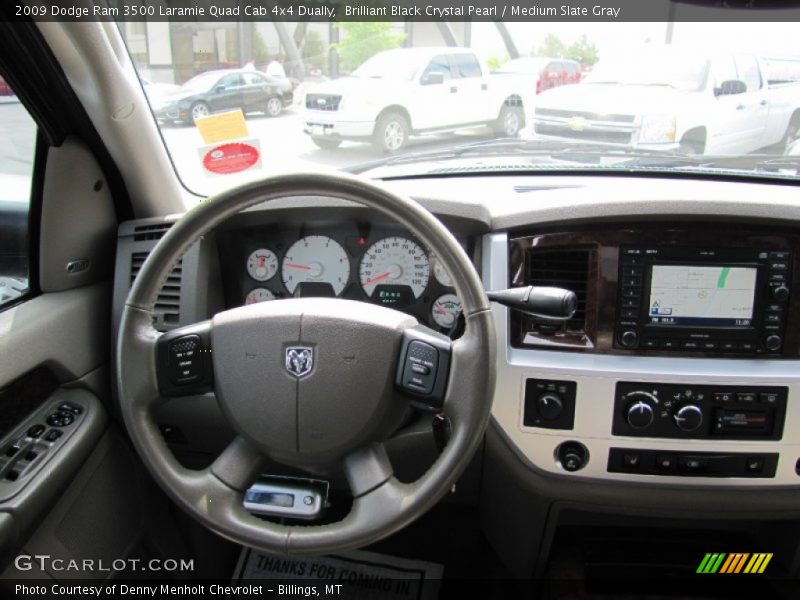 Brilliant Black Crystal Pearl / Medium Slate Gray 2009 Dodge Ram 3500 Laramie Quad Cab 4x4 Dually