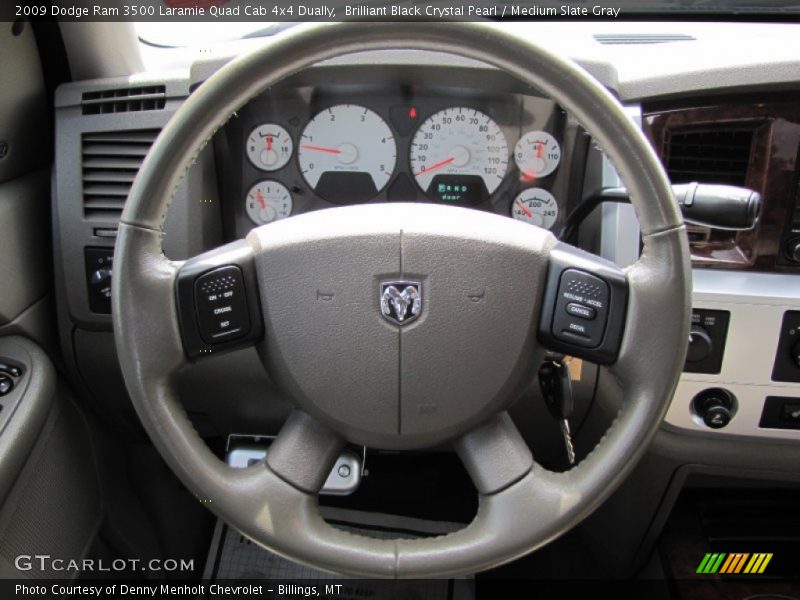 Brilliant Black Crystal Pearl / Medium Slate Gray 2009 Dodge Ram 3500 Laramie Quad Cab 4x4 Dually