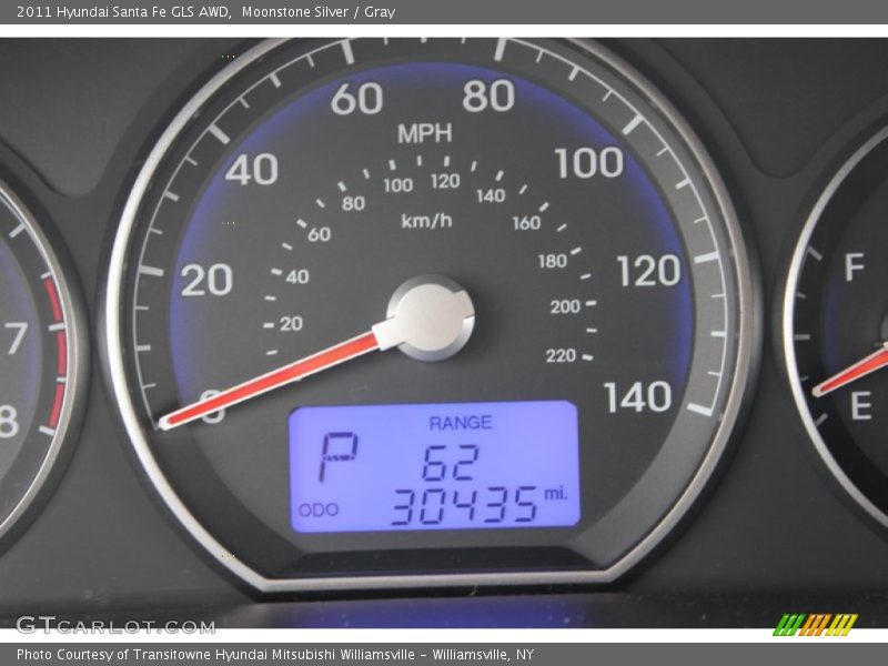 Moonstone Silver / Gray 2011 Hyundai Santa Fe GLS AWD