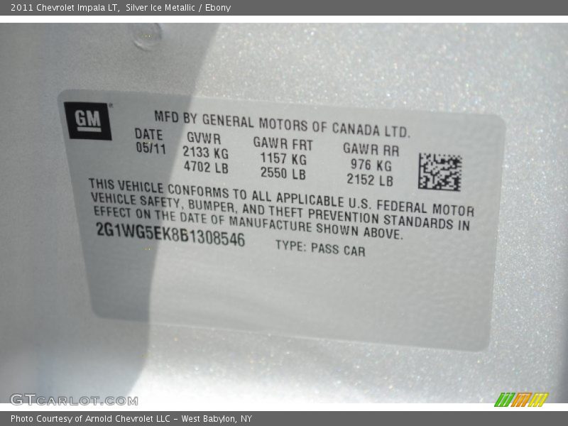 Silver Ice Metallic / Ebony 2011 Chevrolet Impala LT