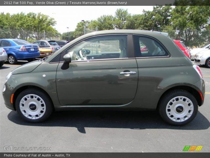 Verde Oliva (Green) / Tessuto Marrone/Avorio (Brown/Ivory) 2012 Fiat 500 Pop