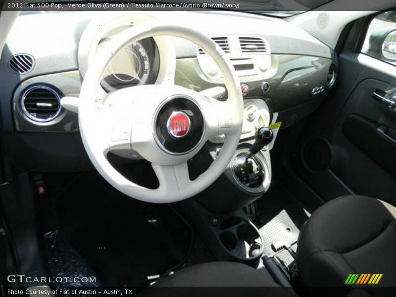 Verde Oliva (Green) / Tessuto Marrone/Avorio (Brown/Ivory) 2012 Fiat 500 Pop