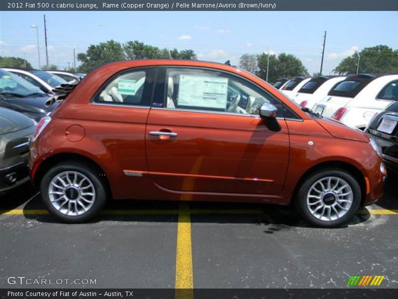 Rame (Copper Orange) / Pelle Marrone/Avorio (Brown/Ivory) 2012 Fiat 500 c cabrio Lounge