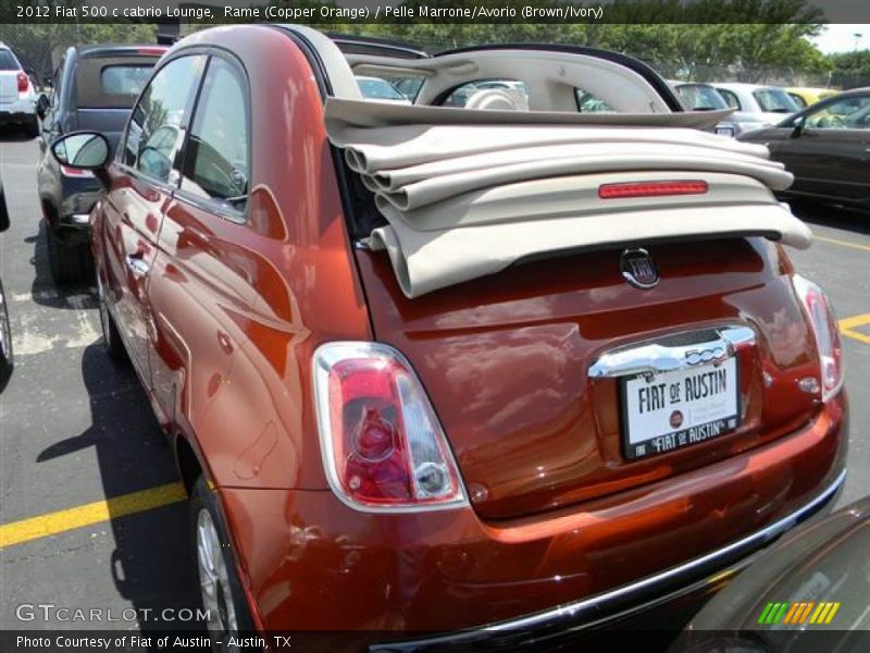 Rame (Copper Orange) / Pelle Marrone/Avorio (Brown/Ivory) 2012 Fiat 500 c cabrio Lounge
