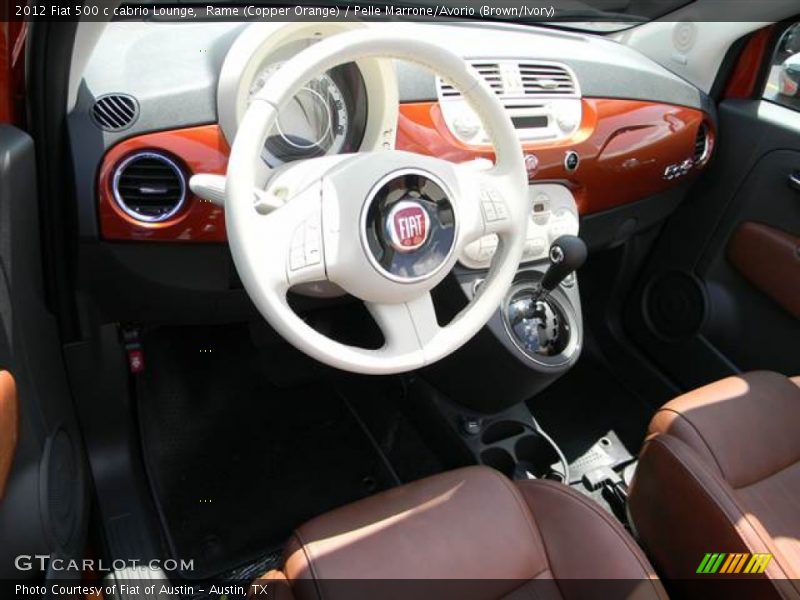 Rame (Copper Orange) / Pelle Marrone/Avorio (Brown/Ivory) 2012 Fiat 500 c cabrio Lounge