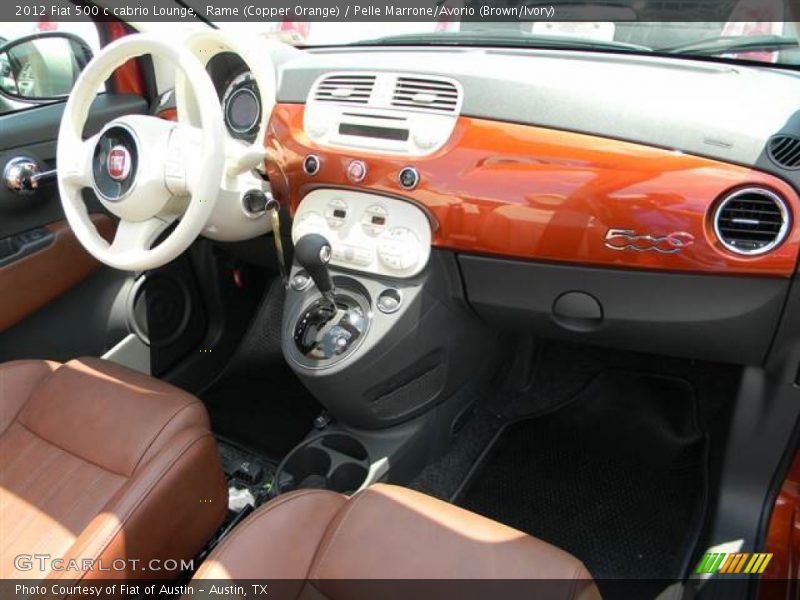 Rame (Copper Orange) / Pelle Marrone/Avorio (Brown/Ivory) 2012 Fiat 500 c cabrio Lounge