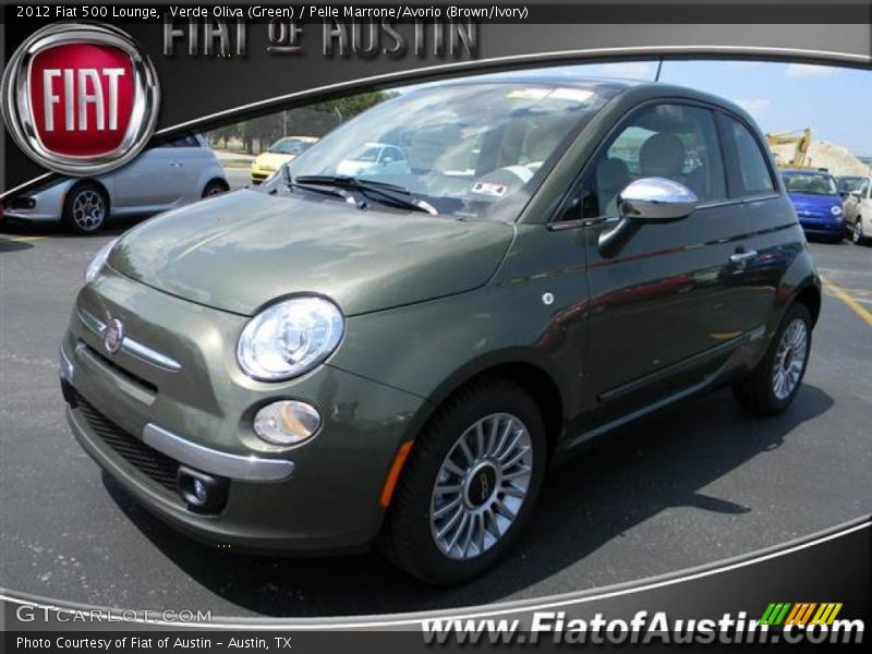 Verde Oliva (Green) / Pelle Marrone/Avorio (Brown/Ivory) 2012 Fiat 500 Lounge