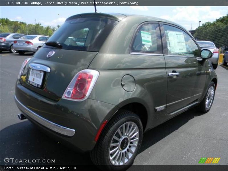 Verde Oliva (Green) / Pelle Marrone/Avorio (Brown/Ivory) 2012 Fiat 500 Lounge