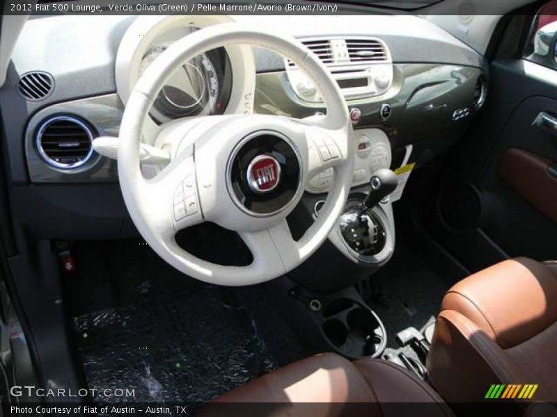 Verde Oliva (Green) / Pelle Marrone/Avorio (Brown/Ivory) 2012 Fiat 500 Lounge