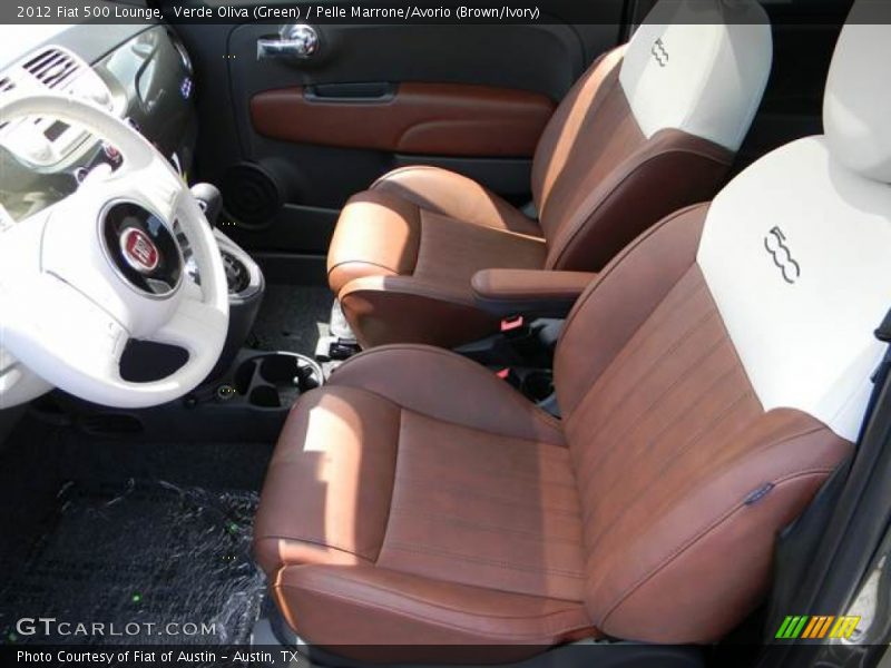 Verde Oliva (Green) / Pelle Marrone/Avorio (Brown/Ivory) 2012 Fiat 500 Lounge