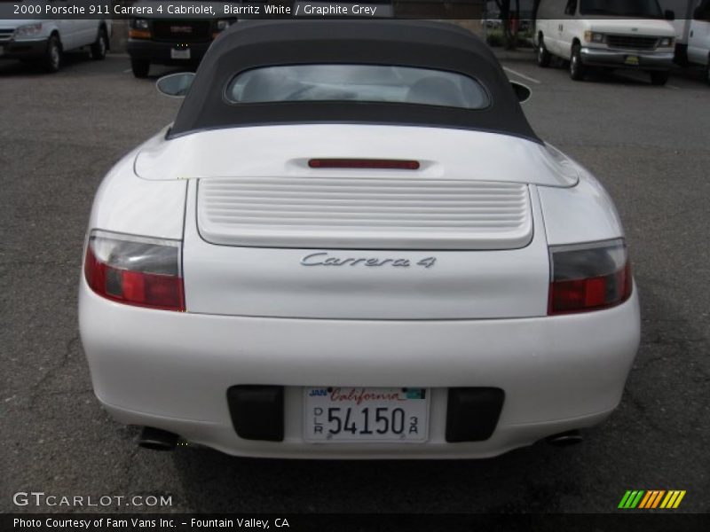 Biarritz White / Graphite Grey 2000 Porsche 911 Carrera 4 Cabriolet