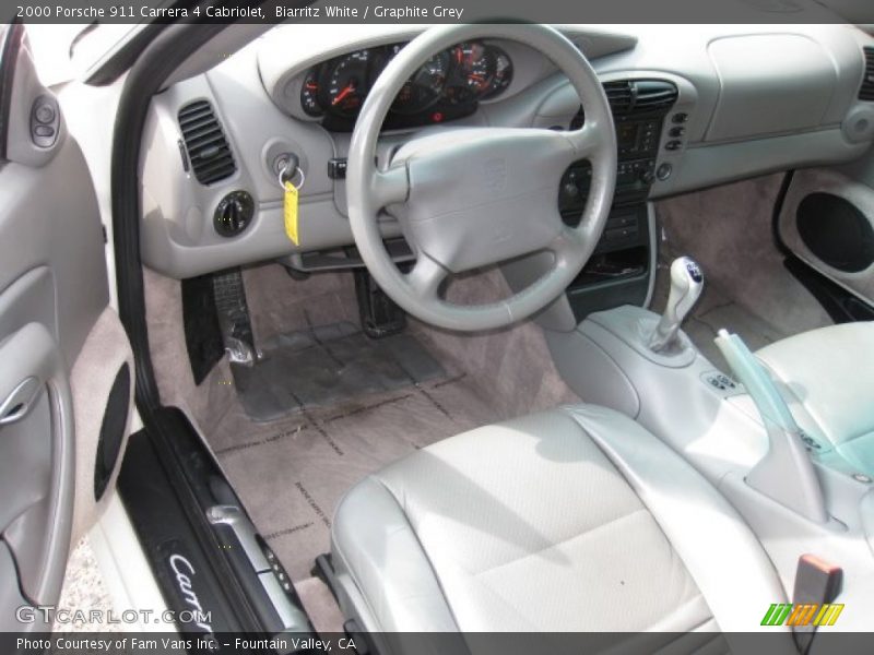 Biarritz White / Graphite Grey 2000 Porsche 911 Carrera 4 Cabriolet
