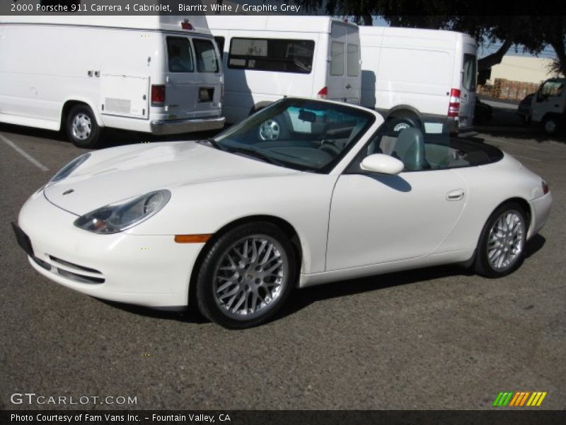 Biarritz White / Graphite Grey 2000 Porsche 911 Carrera 4 Cabriolet