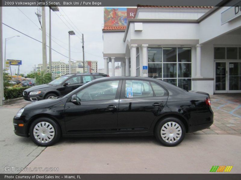 Black Uni / Pure Beige 2009 Volkswagen Jetta S Sedan