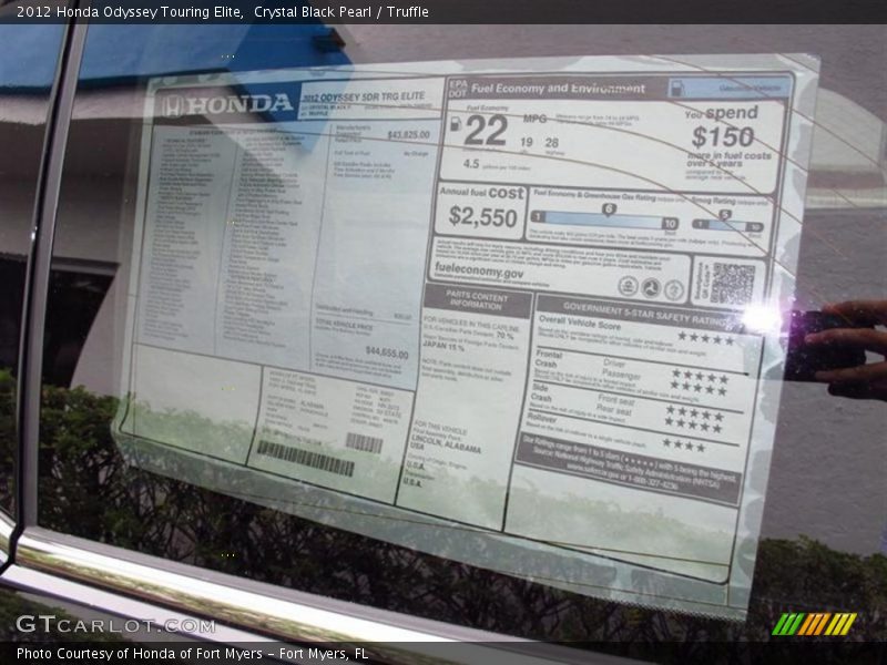 Crystal Black Pearl / Truffle 2012 Honda Odyssey Touring Elite