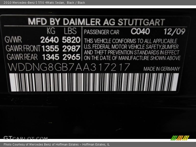 Black / Black 2010 Mercedes-Benz S 550 4Matic Sedan