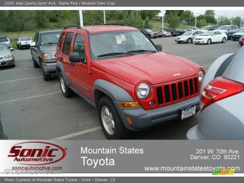 Flame Red / Medium Slate Gray 2005 Jeep Liberty Sport 4x4