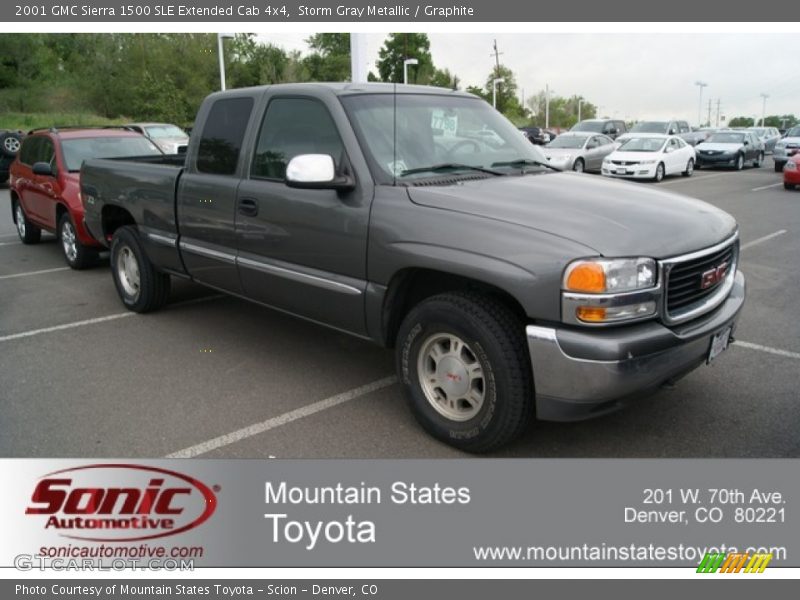 Storm Gray Metallic / Graphite 2001 GMC Sierra 1500 SLE Extended Cab 4x4
