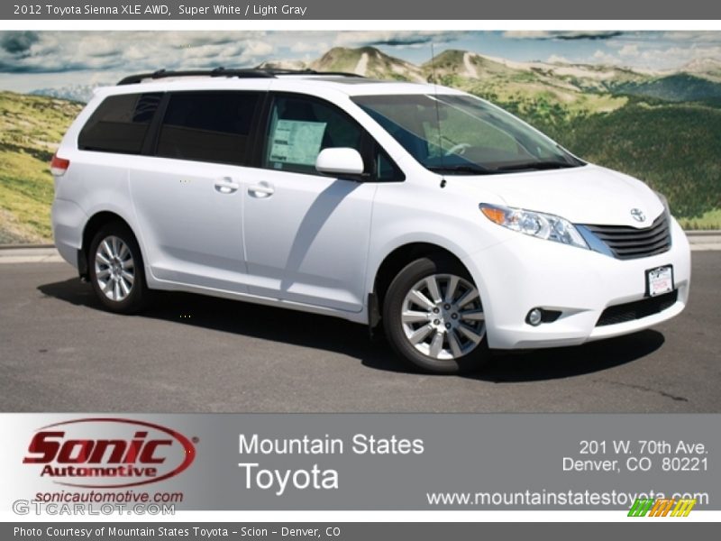 Super White / Light Gray 2012 Toyota Sienna XLE AWD