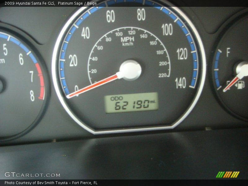 Platinum Sage / Beige 2009 Hyundai Santa Fe GLS