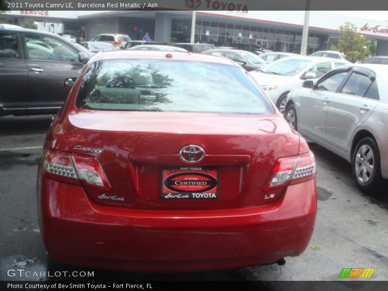 Barcelona Red Metallic / Ash 2011 Toyota Camry LE