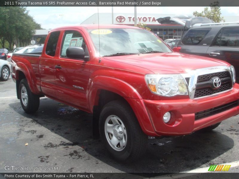 Barcelona Red Metallic / Sand Beige 2011 Toyota Tacoma V6 SR5 PreRunner Access Cab